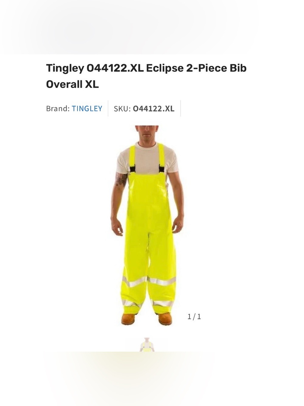 Tingley Hi-Vis Yellow Bib Overalls - Eclipse 2-Piece